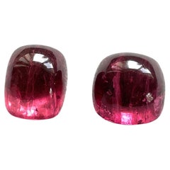 48.78 Carats Top Quality Rubellite Tourmaline Cushion 2 Pieces Natural Gemstone