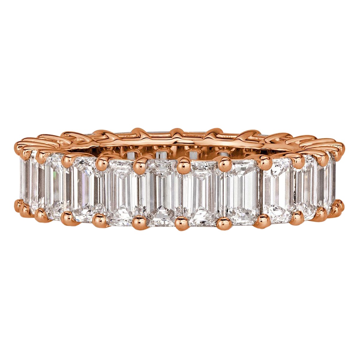 4.87ct Emerald Cut Diamond Eternity Band in 18k Rose Gold en vente