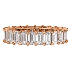 4.87ct Emerald Cut Diamond Eternity Band in 18k Rose Gold