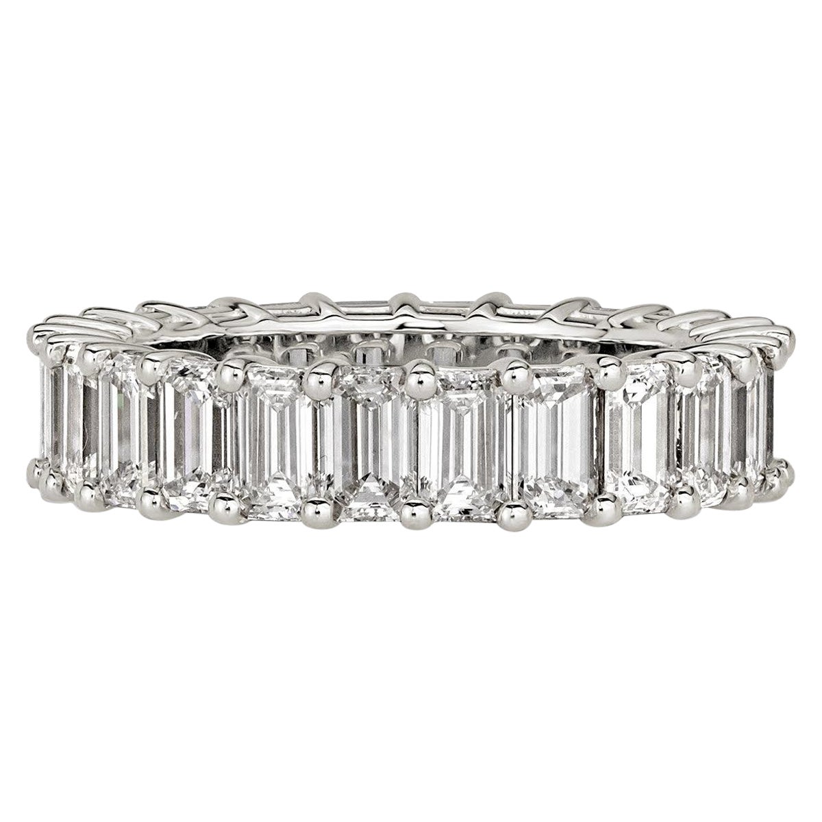 4.87ct Emerald Cut Diamond Eternity Band in 18k White Gold