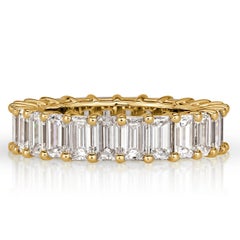 4.87ct Emerald Cut Diamond Eternity Band in 18k Yellow Gold