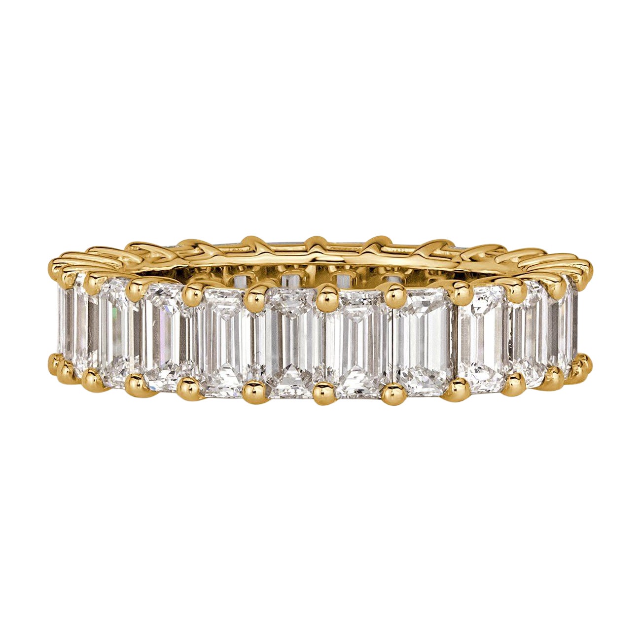 4.87ct Emerald Cut Diamond Eternity Band in 18k Yellow Gold