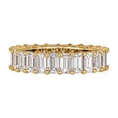4.87ct Emerald Cut Diamond Eternity Band in 18k Yellow Gold