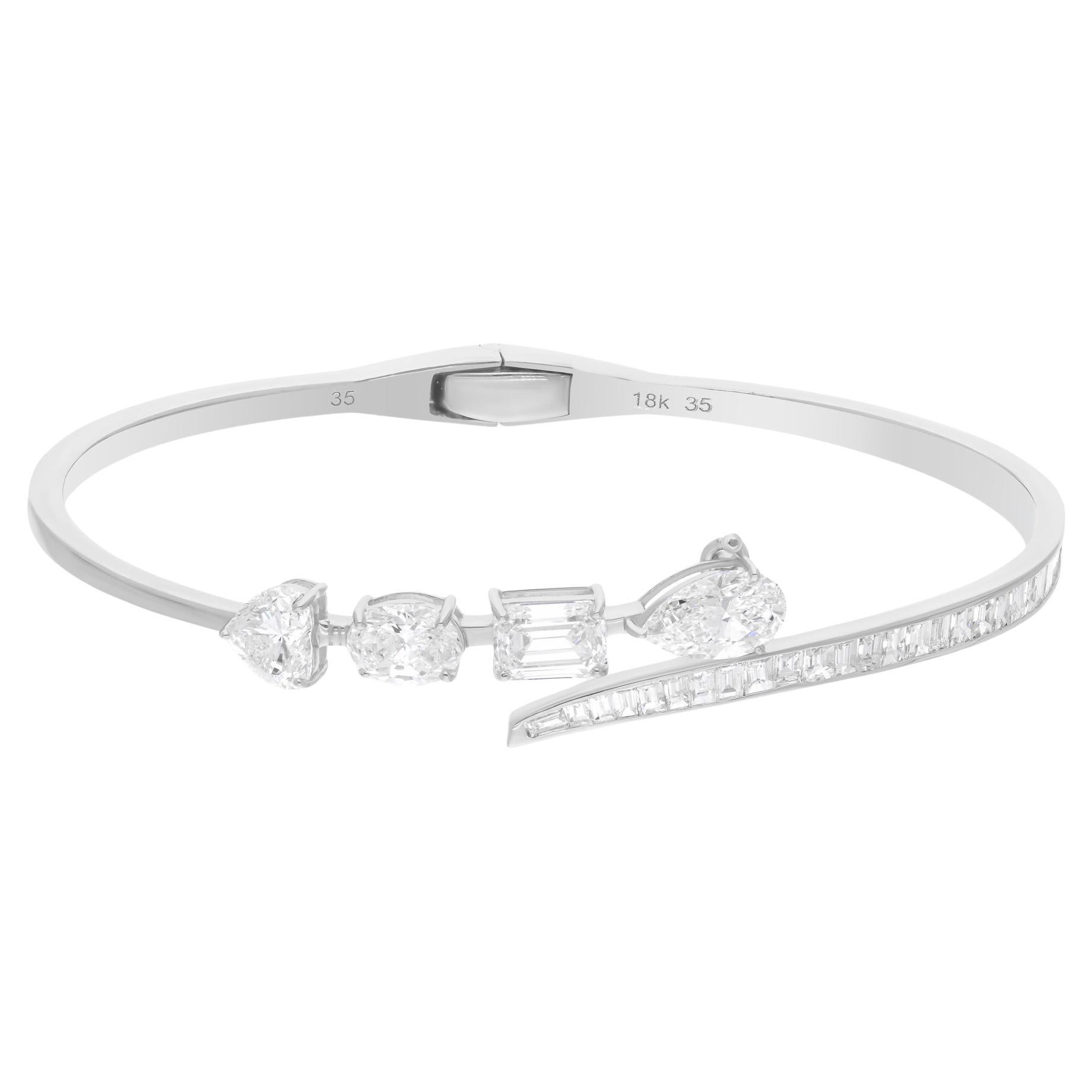 Moderne 4.87Ct SI/H Multi Cut Diamond Cuff Bracelet Wraparound en or blanc 14k Jewelry en vente