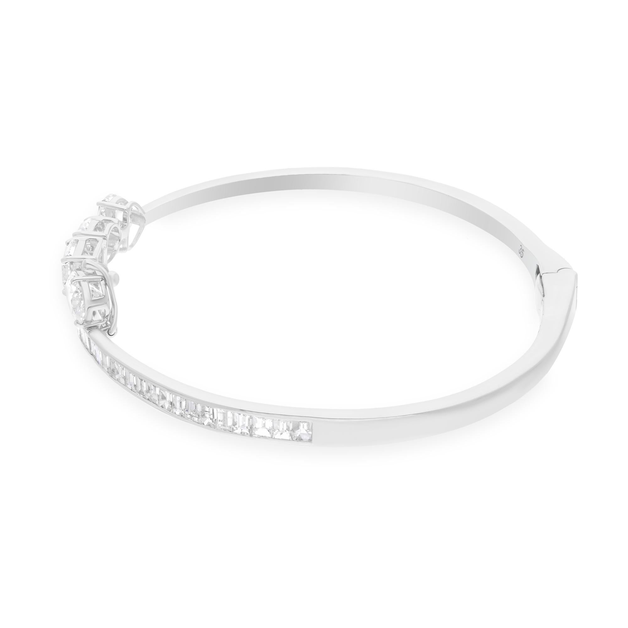 4.87Ct SI/H Multi Cut Diamond Cuff Bracelet Wraparound en or blanc 14k Jewelry en vente 1