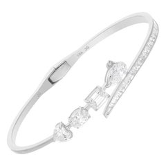 4.87Ct SI/H Multi Cut Diamond Cuff Bracelet Wraparound en or blanc 14k Jewelry