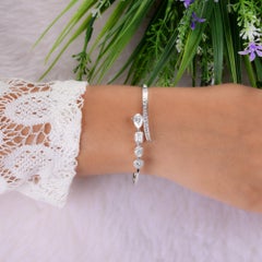 4.87Ct SI/H Multi Cut Diamond Cuff Wraparound Bracelet in 18k White Gold Jewelry