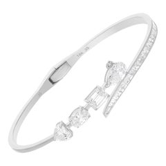 4.87Ct SI/H Multi Cut Diamond Cuff Wraparound Bracelet in 18k White Gold Jewelry