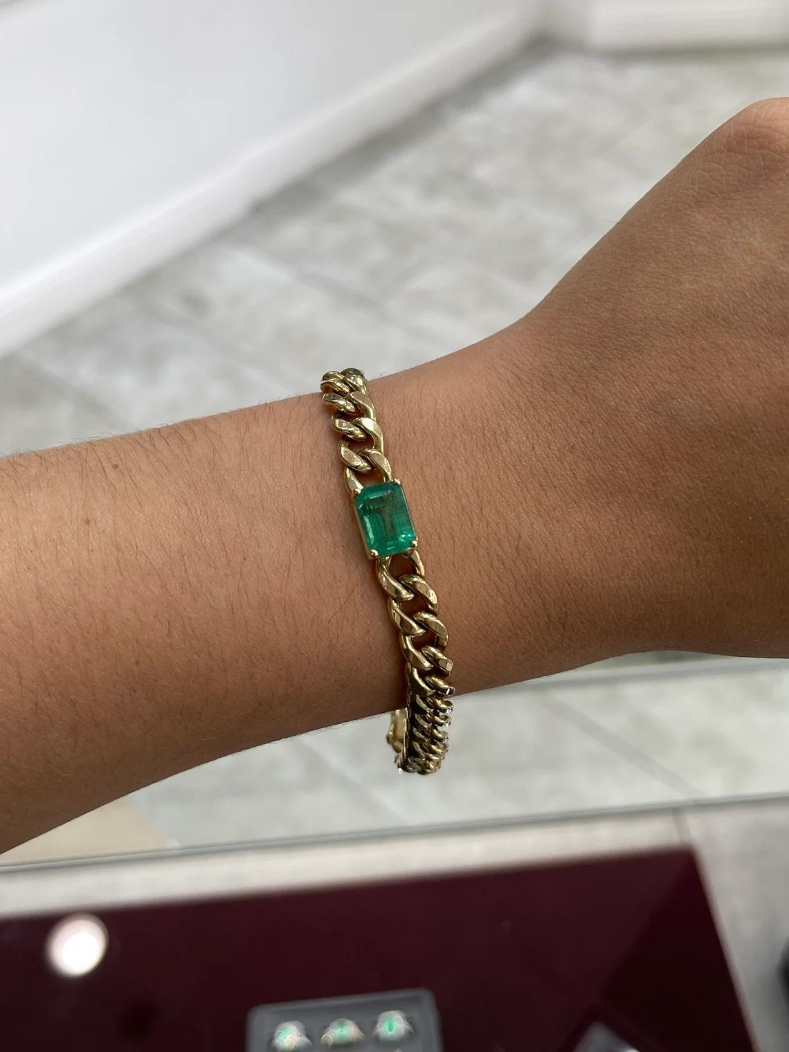 4,87 Karat 14K natürliches kubanisches Goldarmband mit Smaragd-Emerald-Schliff Unisex im Zustand „Neu“ im Angebot in Jupiter, FL