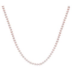 4.87Cttw Collier tennis en diamants ronds à trois griffes en or rose 18K de 17,5 pouces