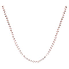 4.87Cttw Collier tennis en diamants ronds à trois griffes en or rose 18K de 17,5 pouces