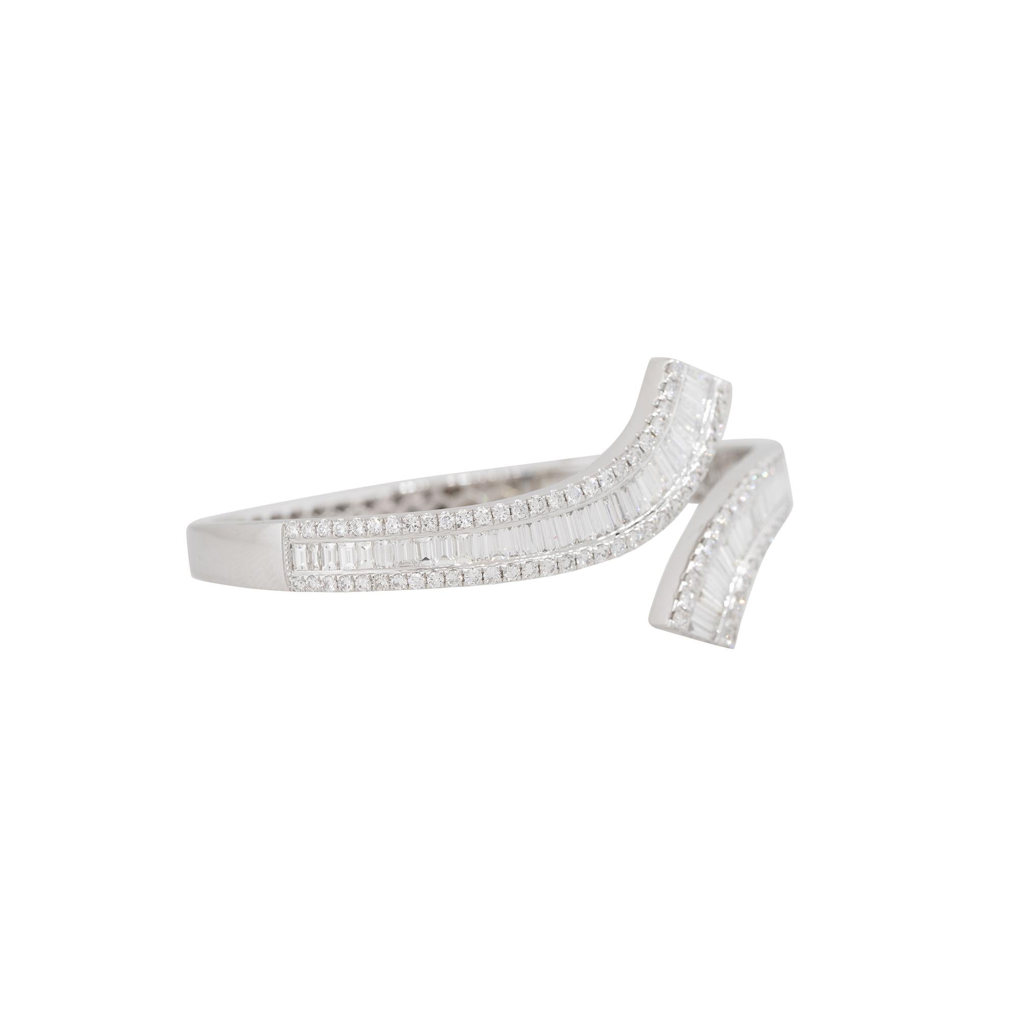 Modern 4.88 Carat Diamond Bypass Cuff Bracelet 18 Karat In Stock For Sale