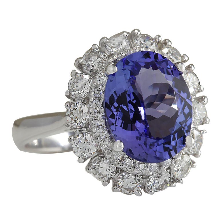 4.88 Carat Natural Tanzanite 18 Karat White Gold Diamond Ring For Sale ...