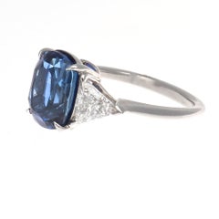 4.88 Carat Sapphire Diamond Platinum Three-Stone Ring