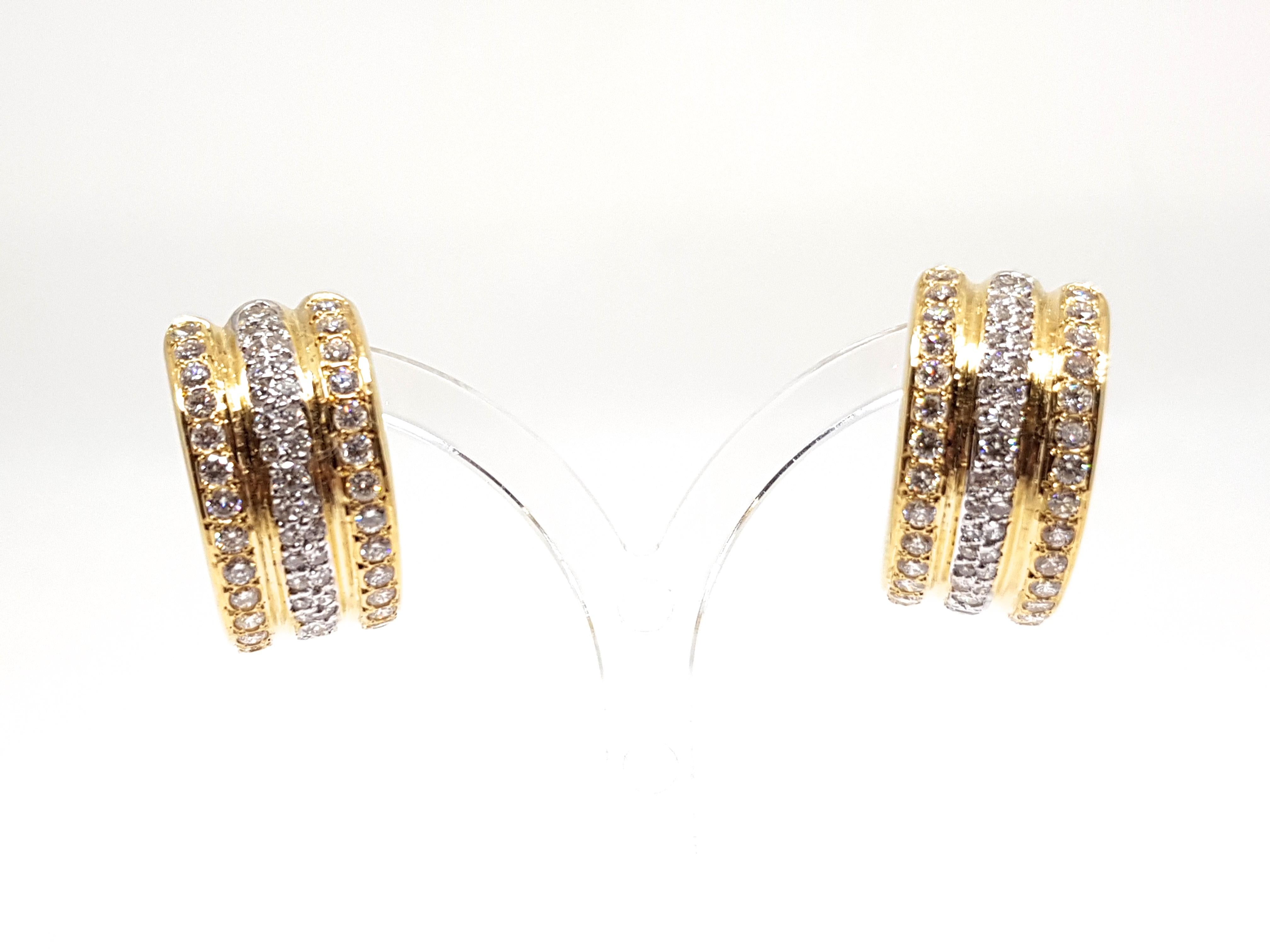 4.88 Carat Yellow Gold Diamond Hoop Earrings In New Condition In Antwerp, BE