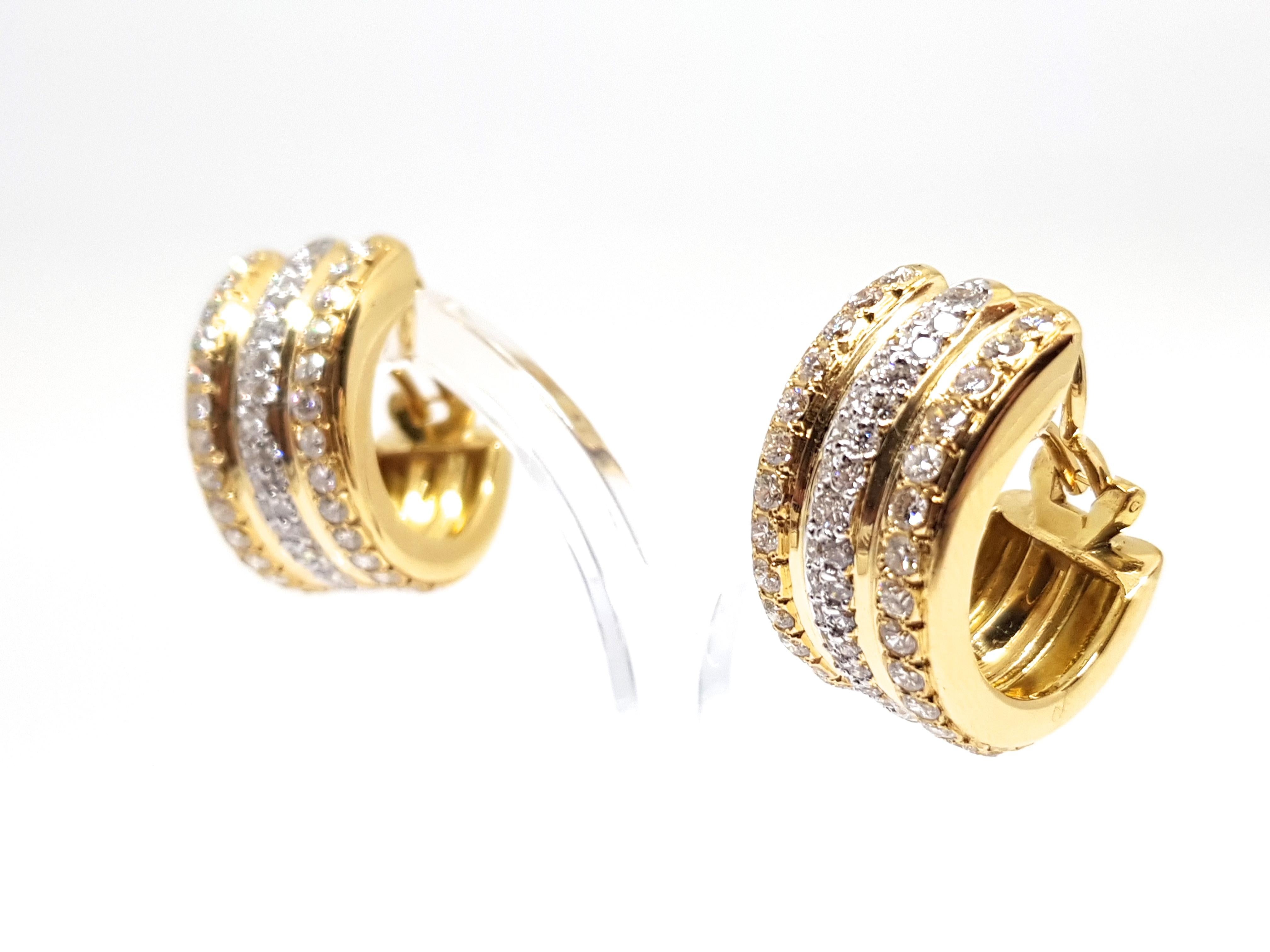 4.88 Carat Yellow Gold Diamond Hoop Earrings 1