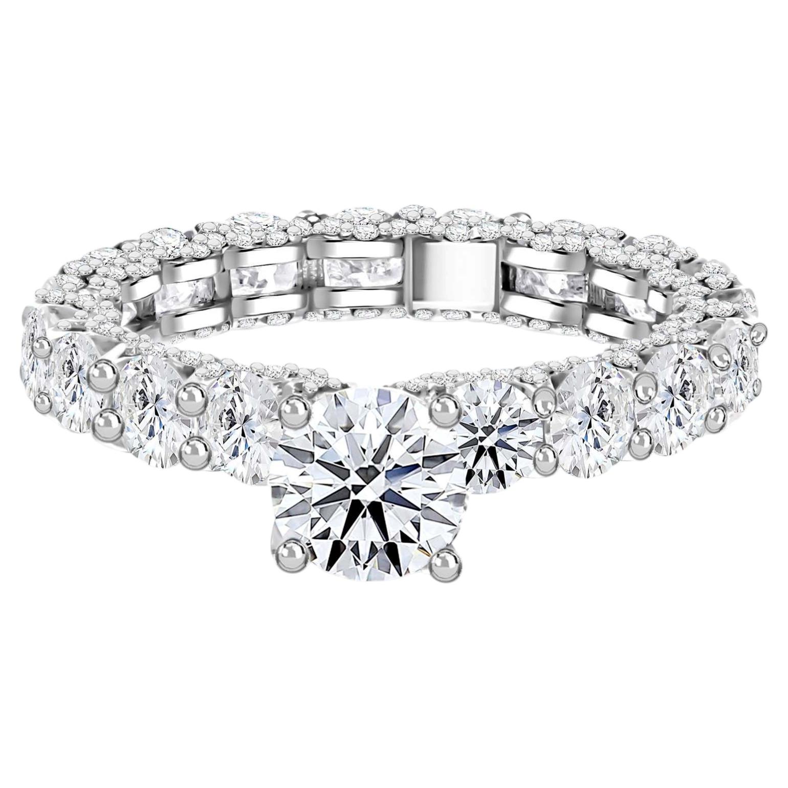 4,88 Karat natürlicher Diamant Verlobungsring 18K Weißgold Rundschliff Statement Stück