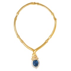 Retro 48.83 Carat Sapphire Bamboo Necklace