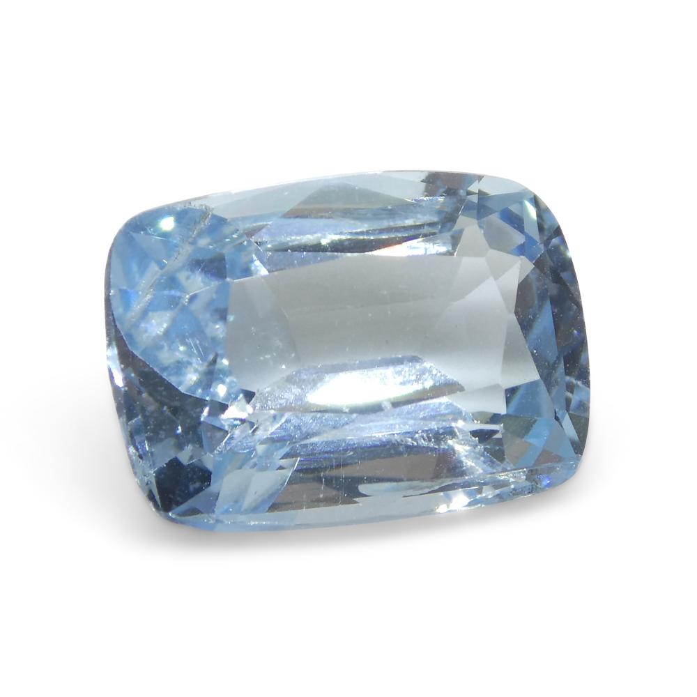 Women's or Men's 4.88ct Cushion Blue Aquamarine from Brazil For Sale