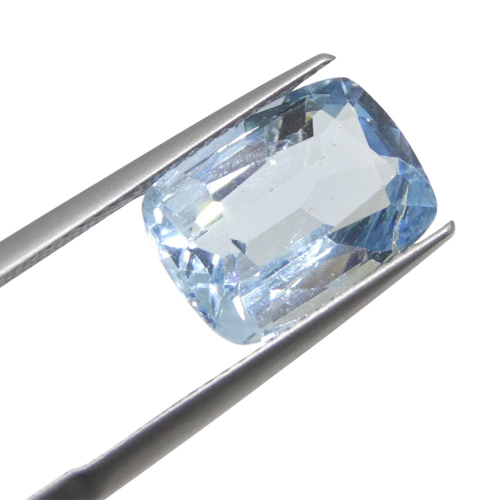 4.88ct Cushion Blue Aquamarine from Brazil For Sale 3