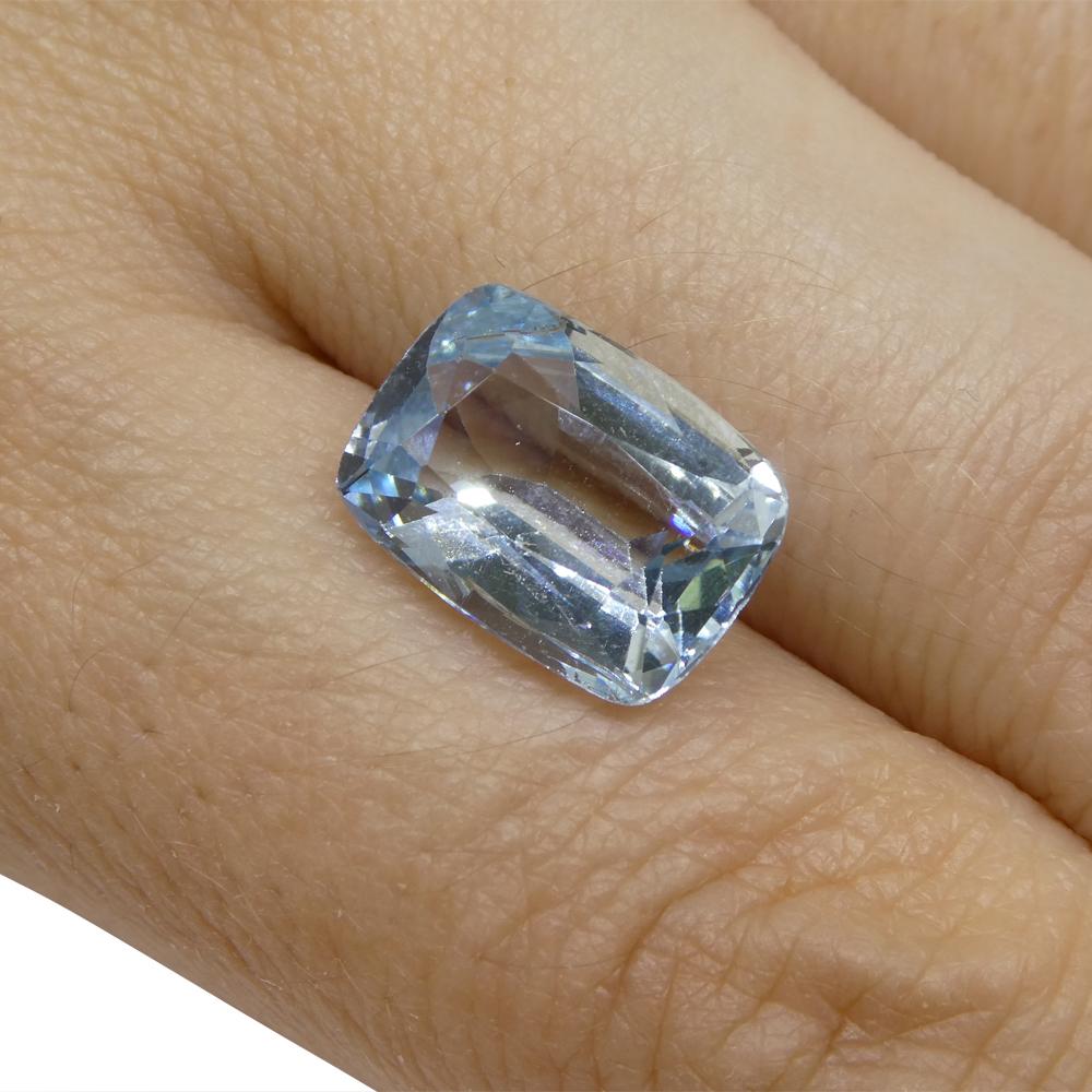 4.88ct Cushion Blue Aquamarine from Brazil For Sale 4