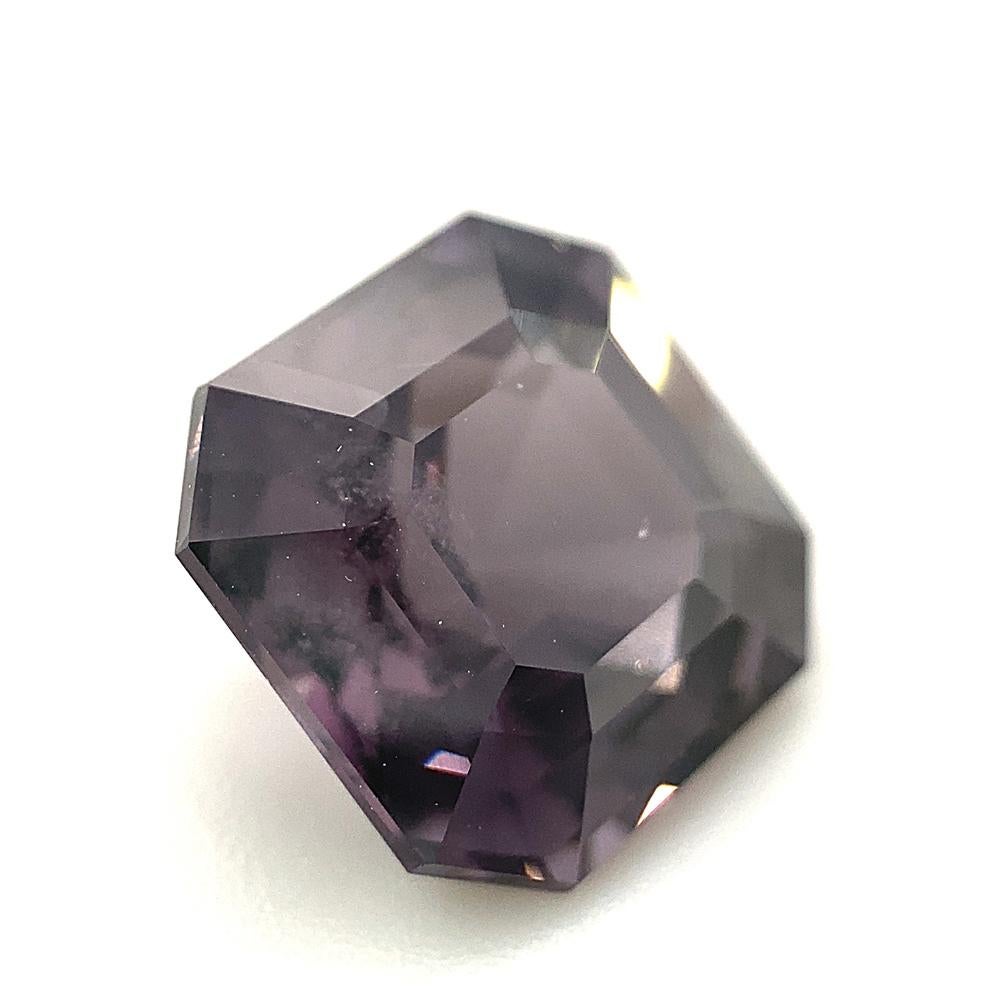 4.88ct Octagonal/Emerald Cut Grey Purple Spinel GIA Certified Unheated In New Condition For Sale In Toronto, Ontario