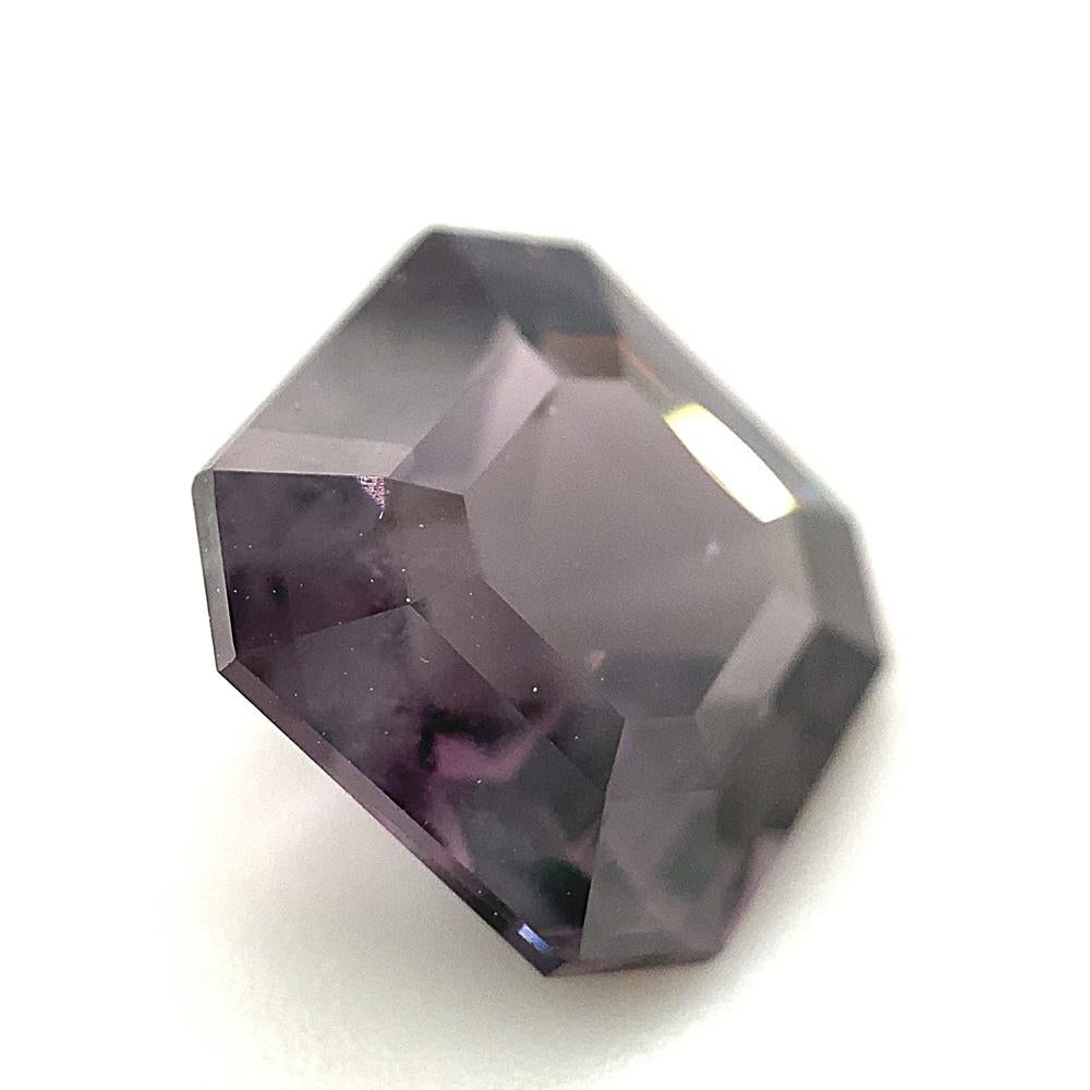 Women's or Men's 4.88ct Octagonal/Emerald Cut Grey Purple Spinel GIA Certified Unheated For Sale