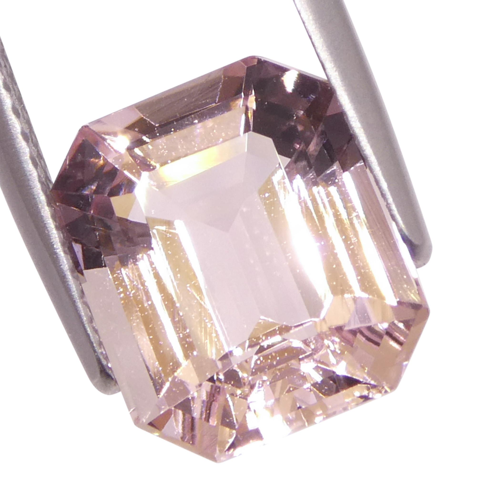 Morganite rosa arancio con taglio ottagonale/smeraldo 4.88ct in vendita 6