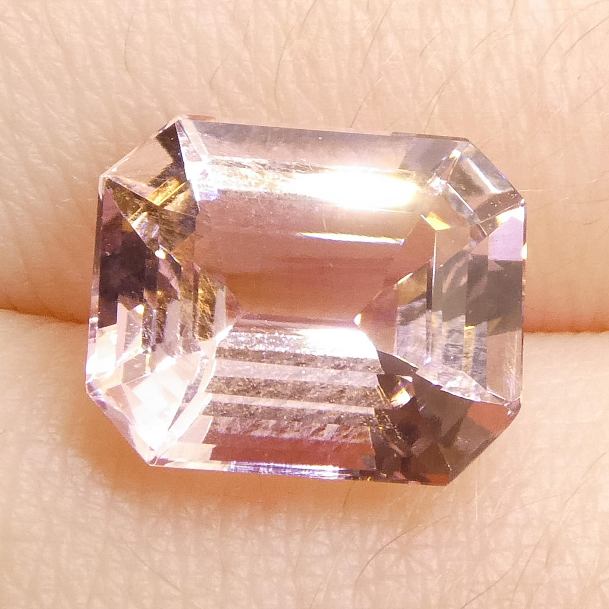 Morganite rosa arancio con taglio ottagonale/smeraldo 4.88ct in vendita 7