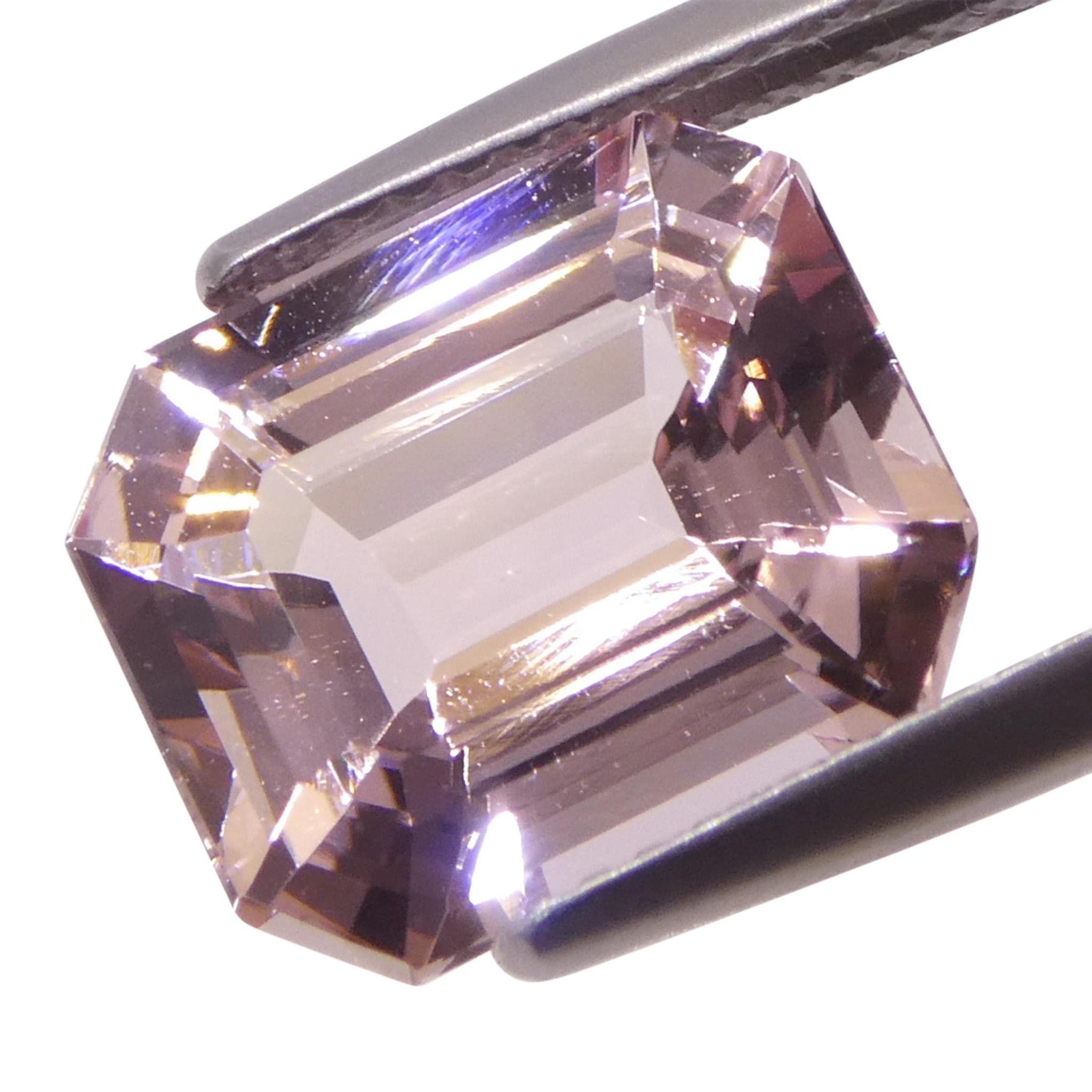 Morganite rosa arancio con taglio ottagonale/smeraldo 4.88ct In condizioni Nuovo in vendita a Toronto, Ontario