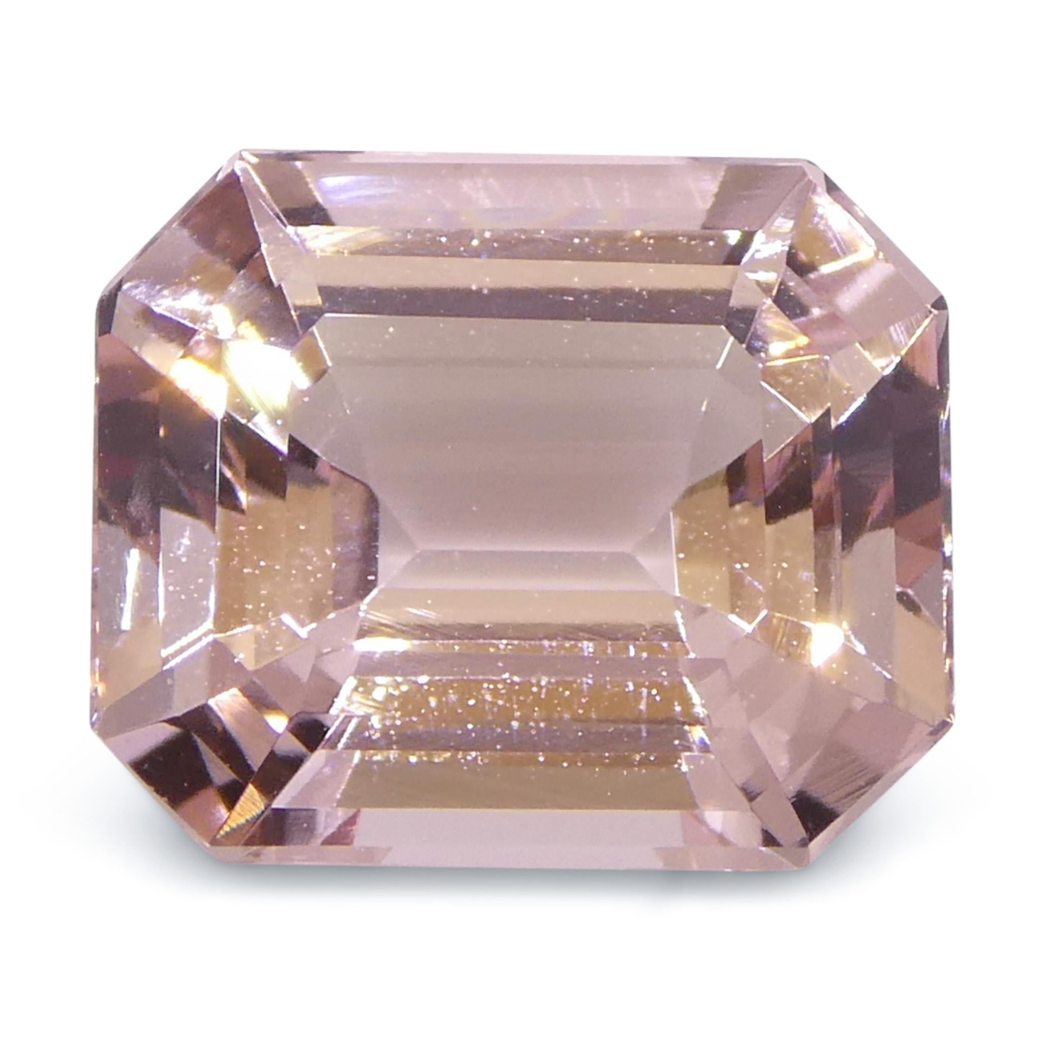 da uomo o donna Morganite rosa arancio con taglio ottagonale/smeraldo 4.88ct in vendita