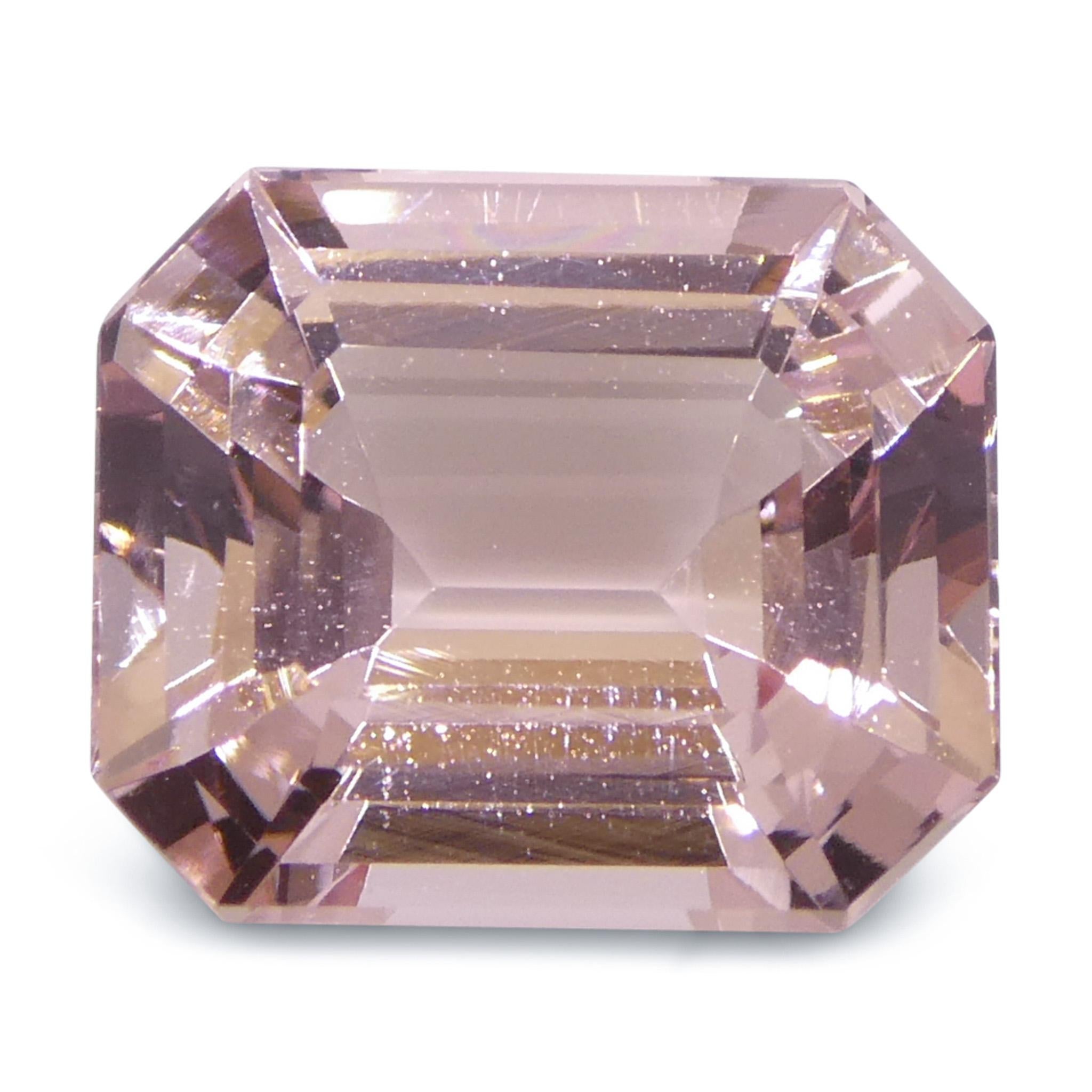 Morganite rosa arancio con taglio ottagonale/smeraldo 4.88ct in vendita 1