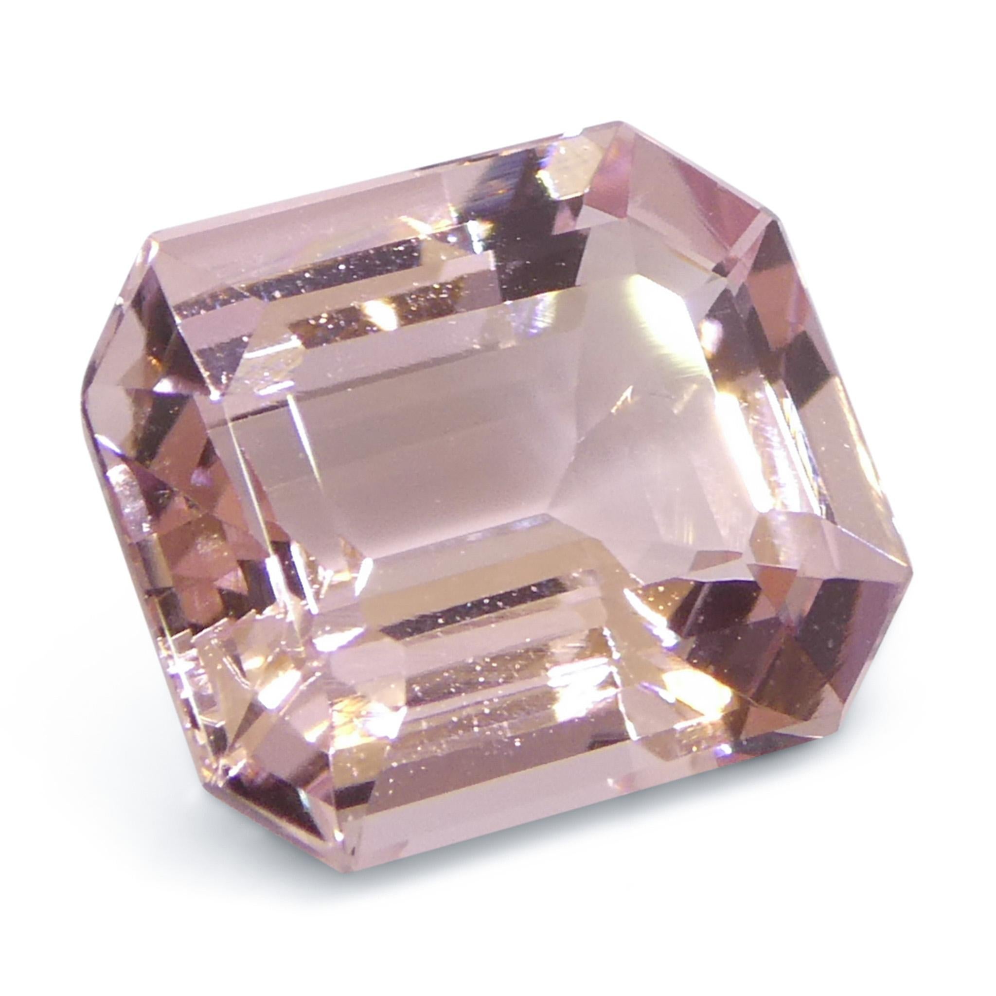 Morganite rosa arancio con taglio ottagonale/smeraldo 4.88ct in vendita 3