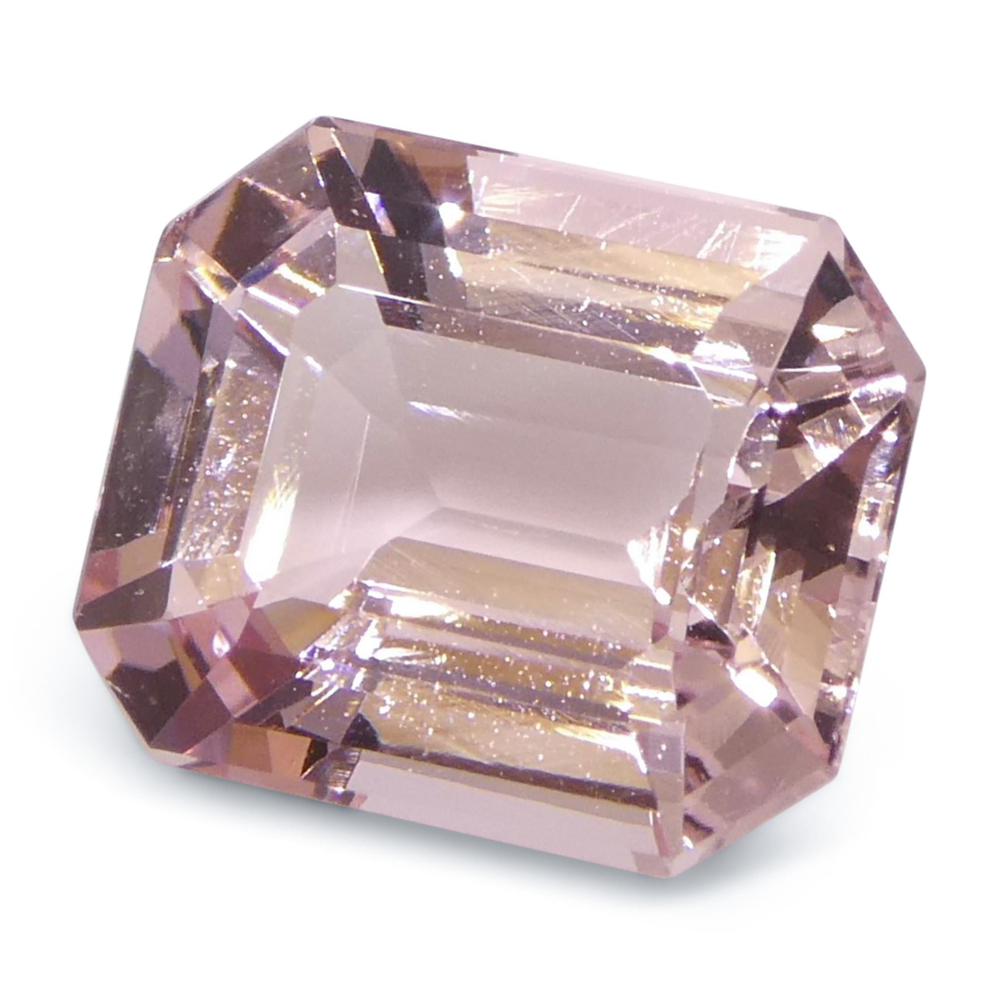Morganite rosa arancio con taglio ottagonale/smeraldo 4.88ct in vendita 4