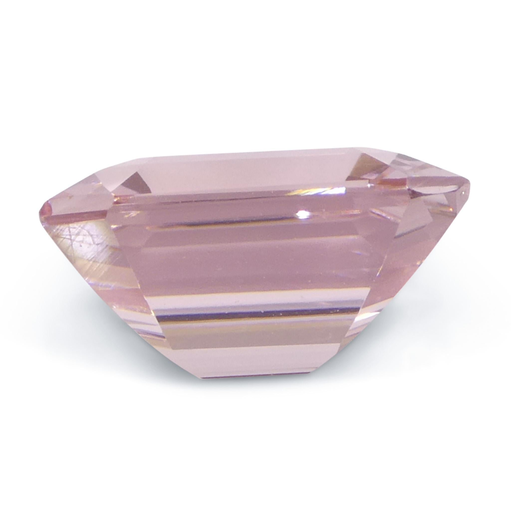 Morganite rosa arancio con taglio ottagonale/smeraldo 4.88ct in vendita 5