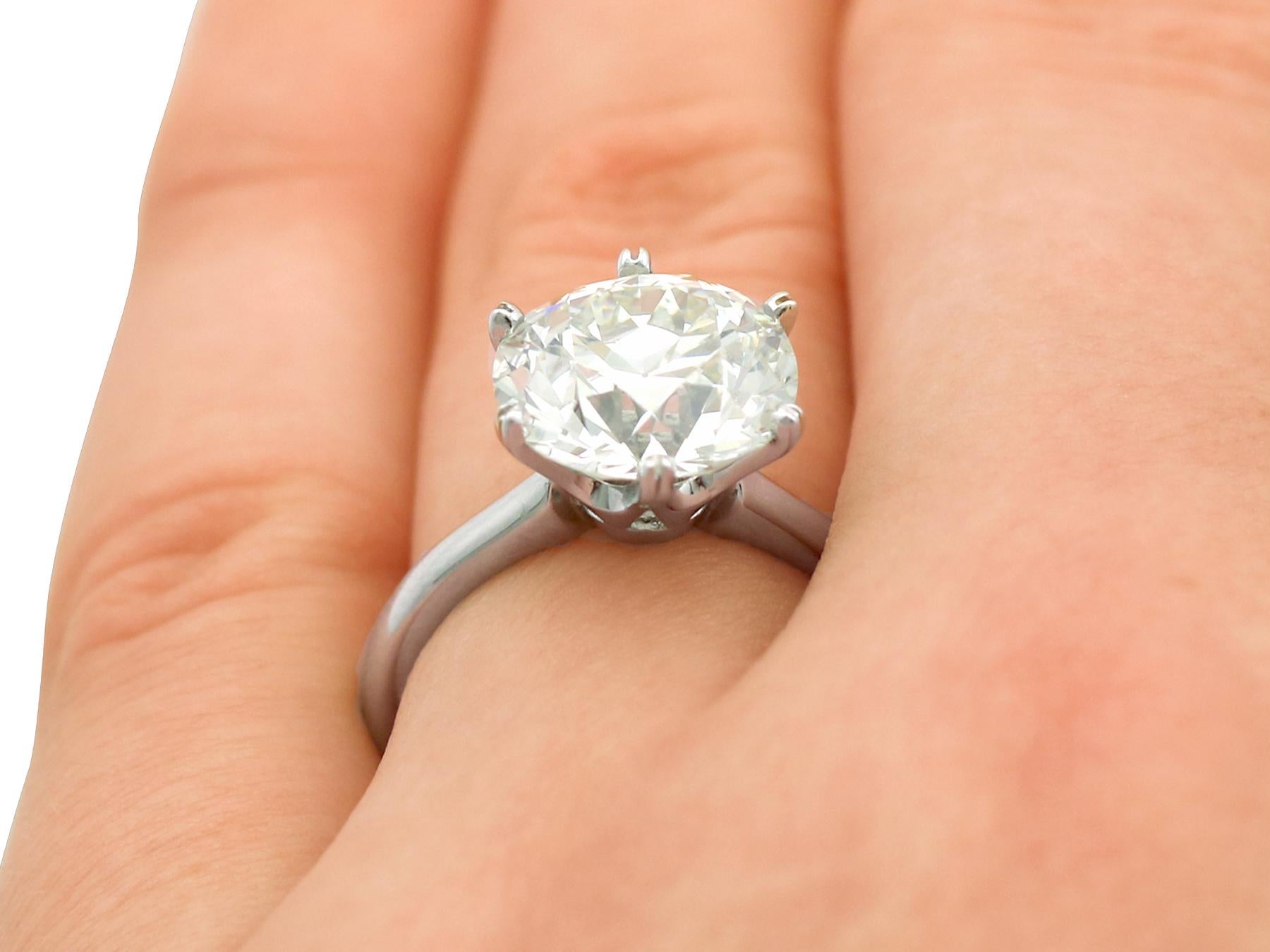 4.89 Carat Diamond Solitaire Engagement Ring in Platinum For Sale 3