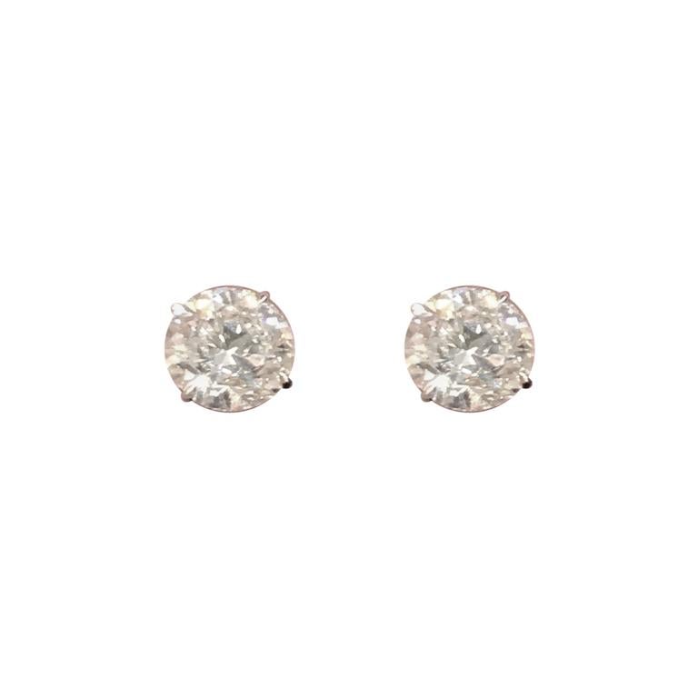 Diamond Stud Earrings 6.04 Carat K SI3I1 For Sale at 1stDibs
