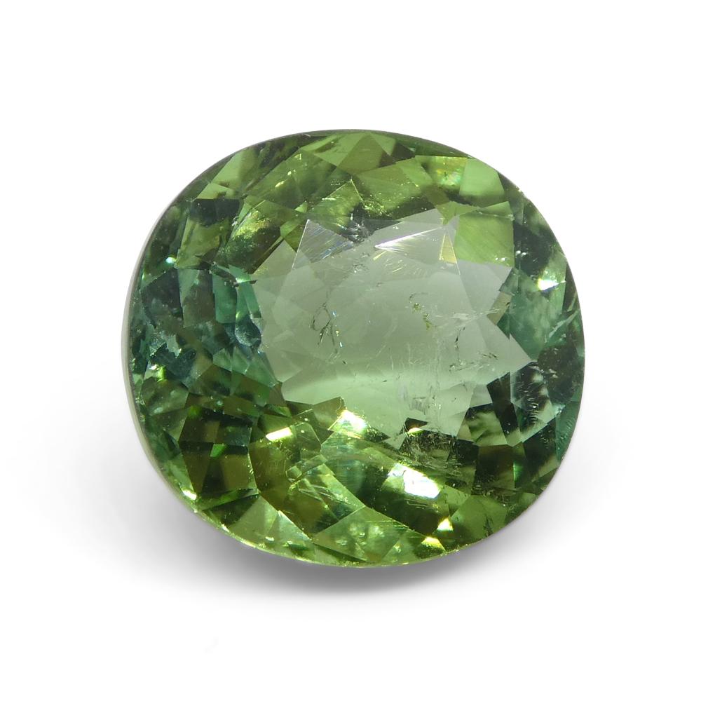 Women's or Men's 4.89ct Cushion Green Tourmaline from Brazil For Sale