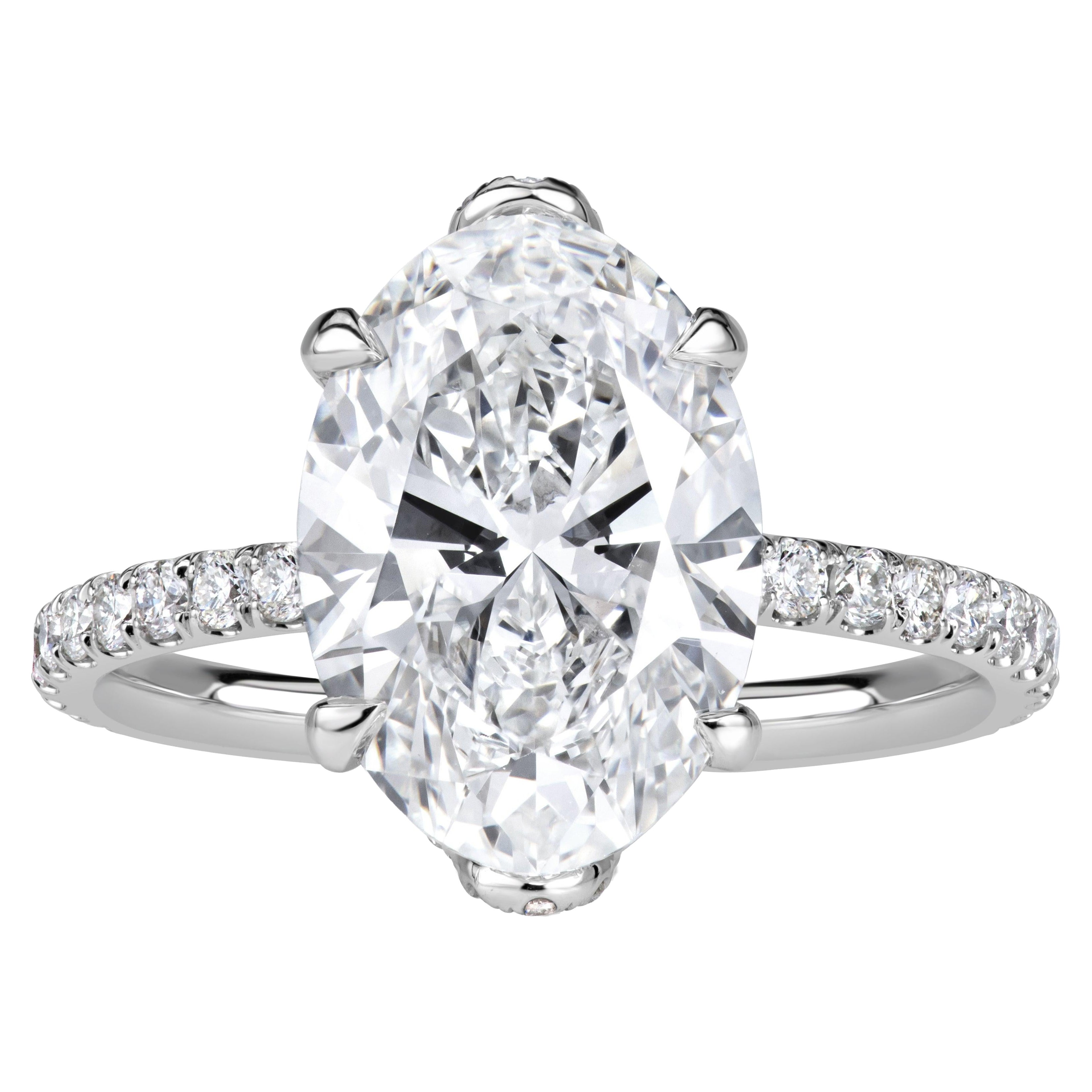 4.89ct Oval Cut Lab Grown Diamond Engagement Ring For Sale