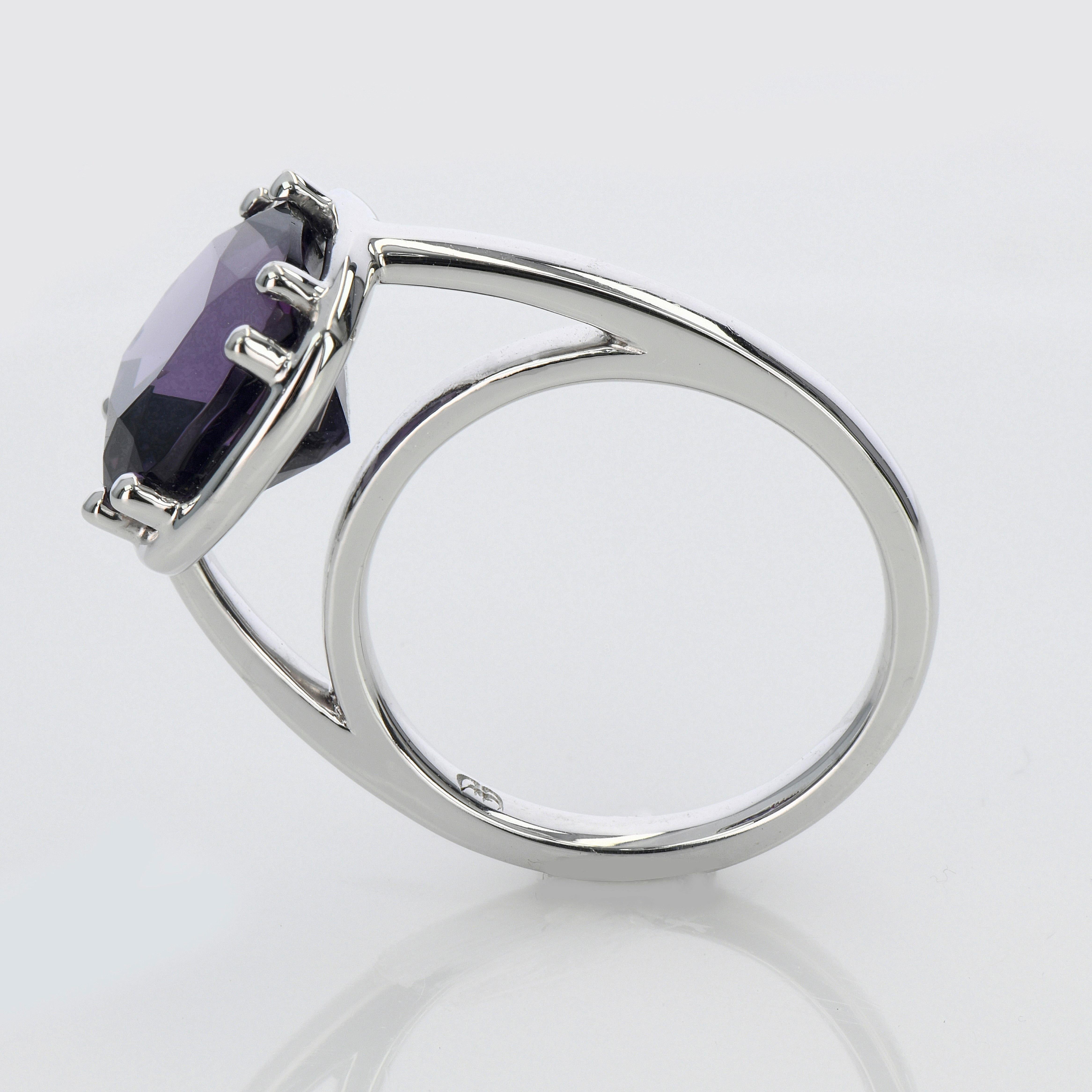 Purple Spinel Ring
Creator: Carson Gray Jewels
Ring Size: 5
Metal: 18KT White Gold
Stone: Purple Spinel
Stone Cut: Cushion
Weight: 4.89 Carats
Style: Statement Ring
Place of Origin: Tanzania
Period: Modern
Date of Manufacture (circa): November 2023