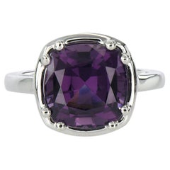 4.89ct Purple Spinel Ring-Cushion Cut-18KT White Gold-GIA Certified-Rare-Unique
