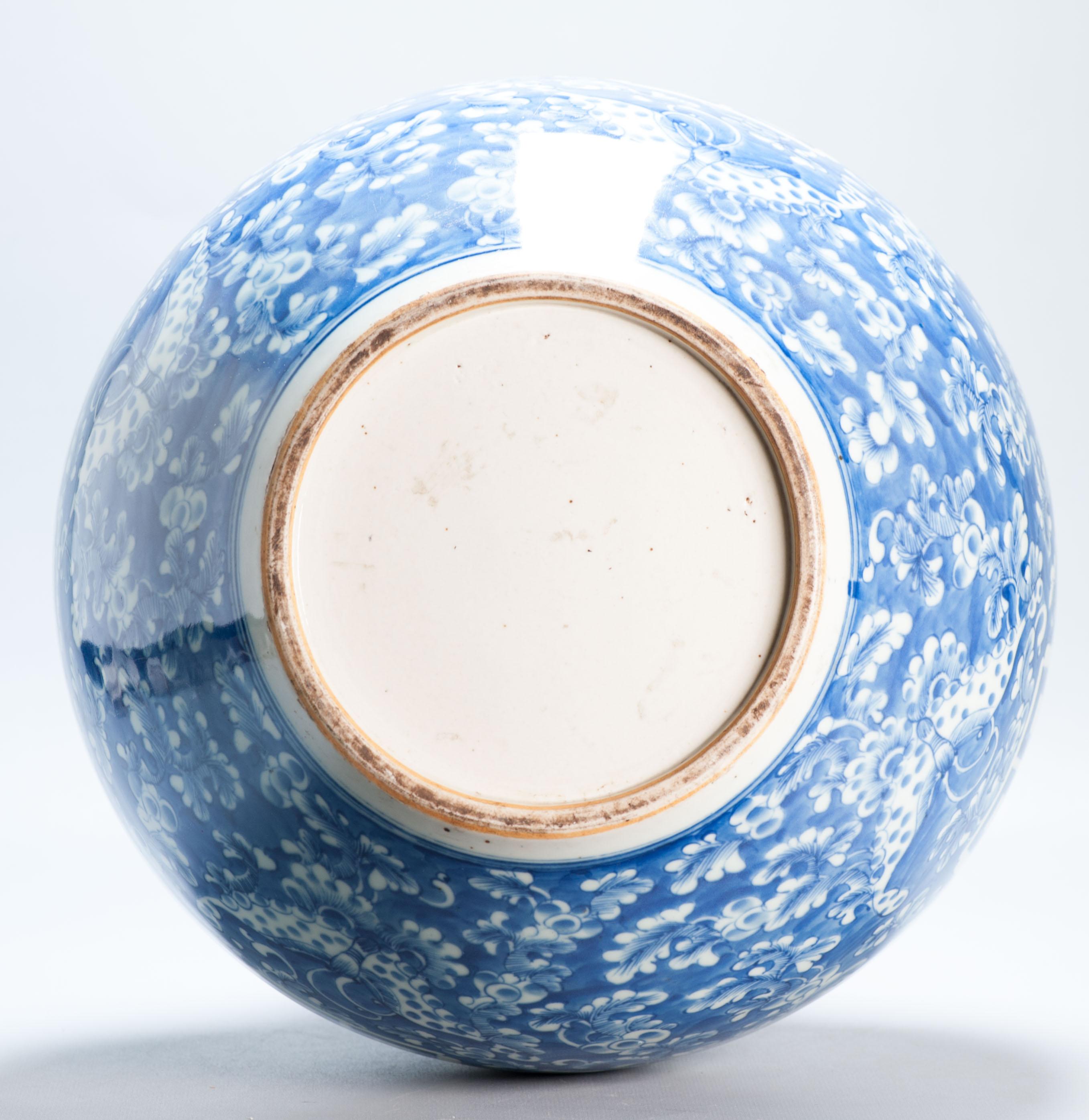 48CM Antico vaso di porcellana cinese di epoca Qing, blu e bianco, a bulbo in vendita 6