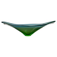 Centre de table en forme de coquille de verre de 48 cm par Flavio Poli Attrib., Murano, Italie, 1970