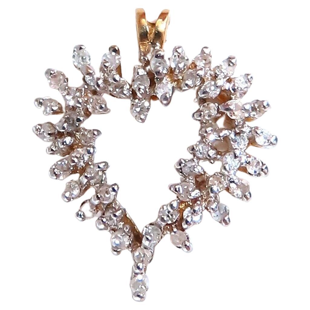 .80ct Natural Diamonds Open Heart Pendant 14kt For Sale at 1stDibs
