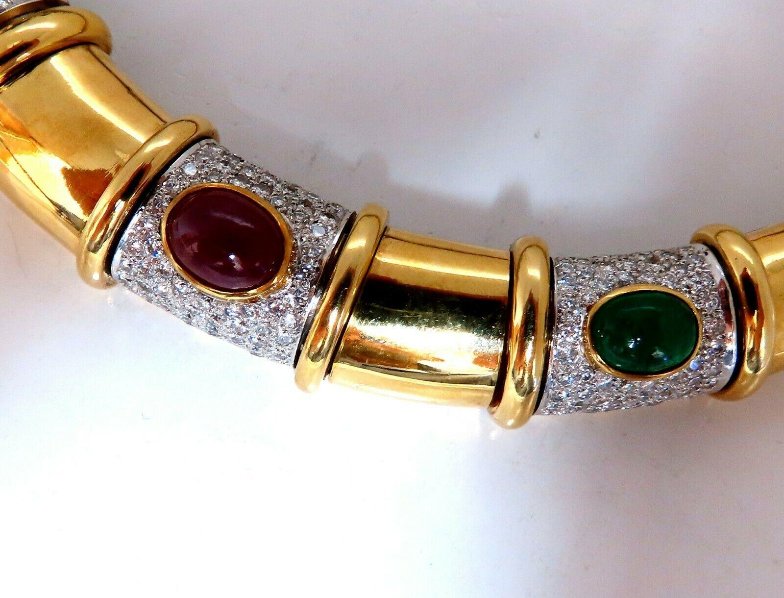 48 Carat Natural Emeralds Ruby Sapphire Diamonds Statement Necklace 18 Karat In New Condition In New York, NY
