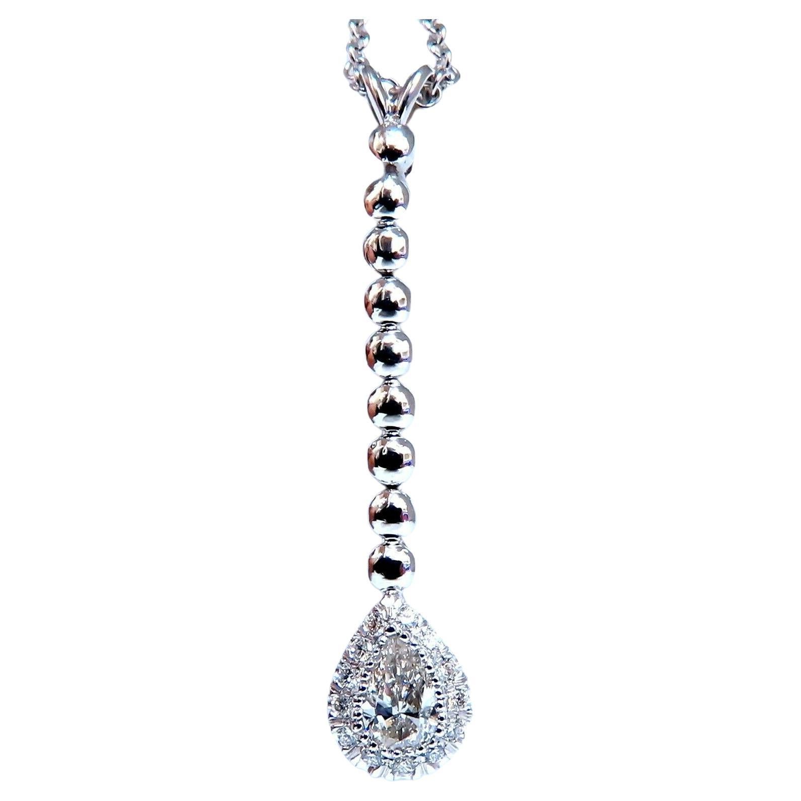 .48ct Natural Pear Diamonds Drop Pendant Necklace 14kt Dangle For Sale
