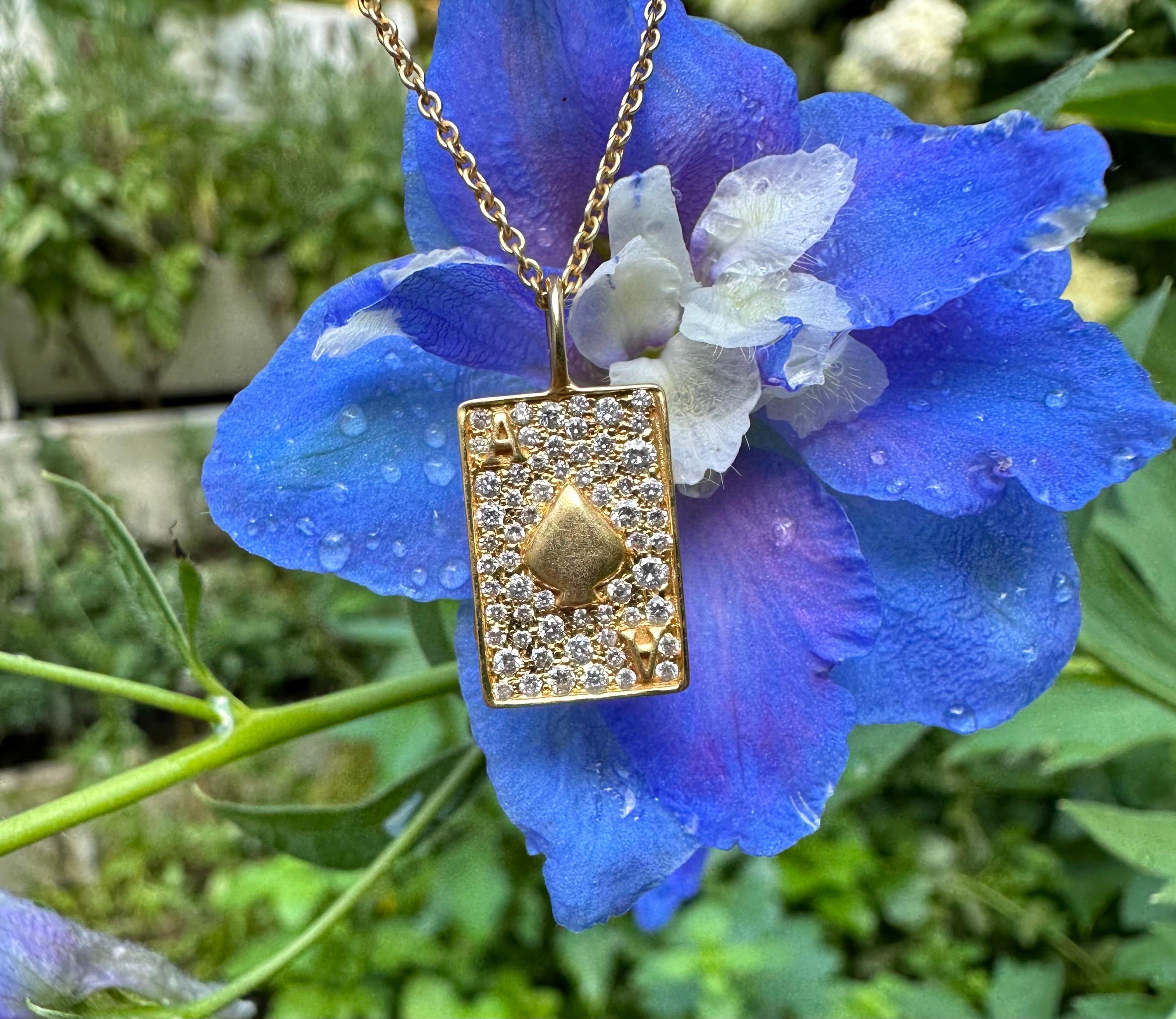 .48cts Diamonds and 18kt Gold Ace of Spades Necklace by Lauren Harper For Sale 4