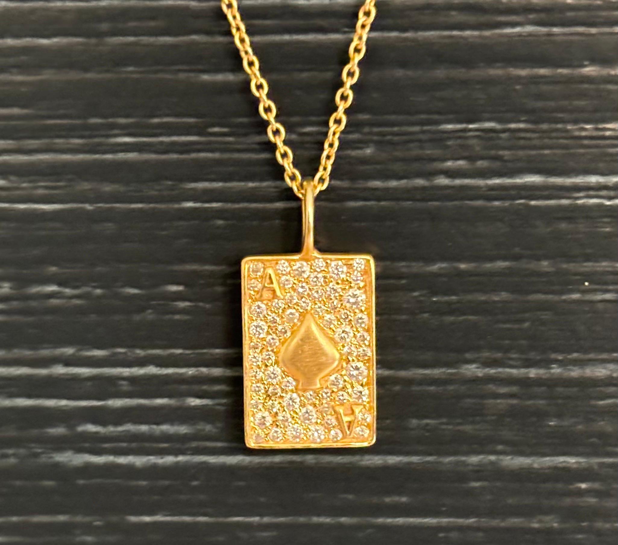 .48cts Diamonds and 18kt Gold Ace of Spades Necklace by Lauren Harper For Sale 5