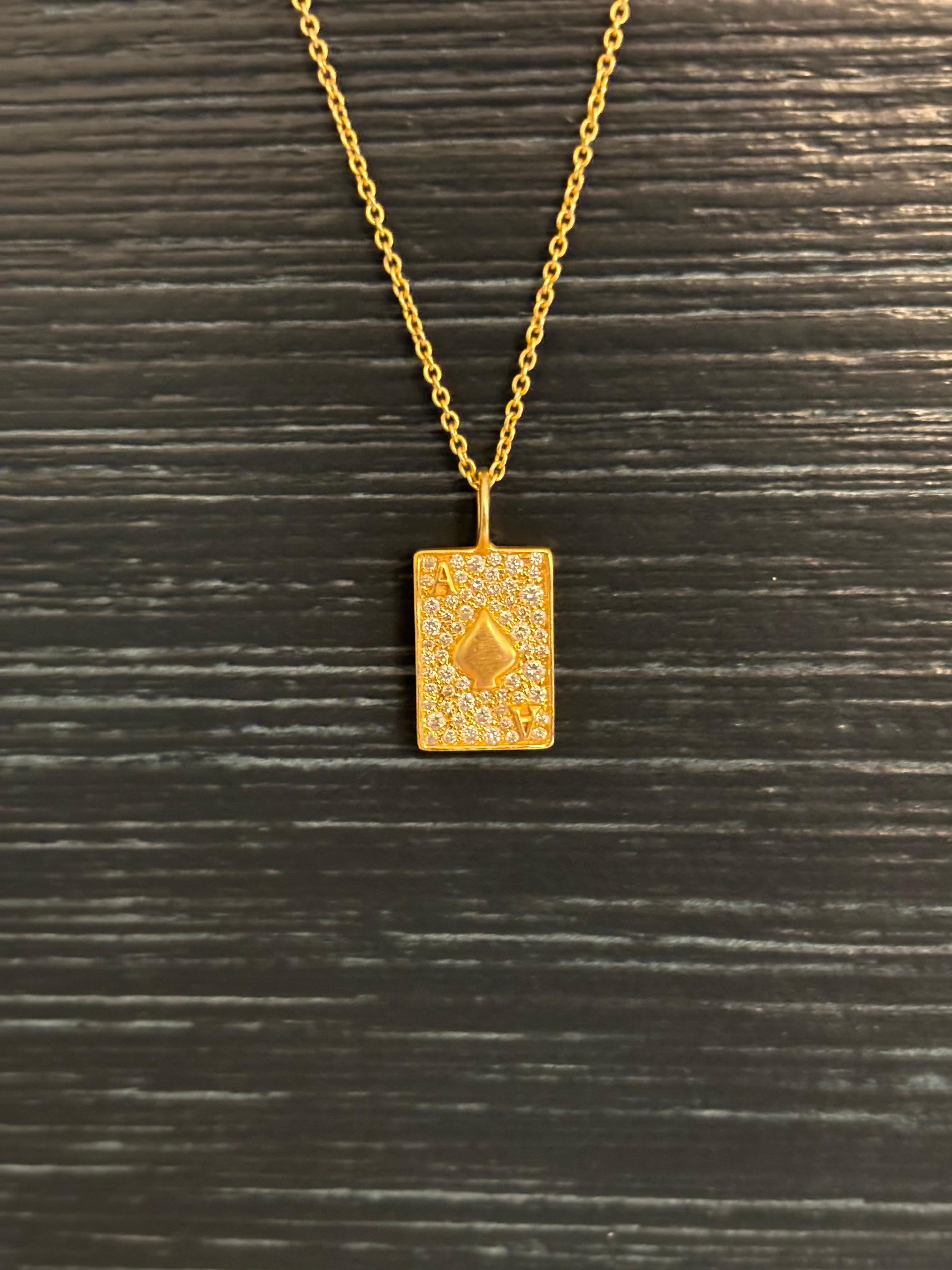 .48cts Diamonds and 18kt Gold Ace of Spades Necklace by Lauren Harper In New Condition For Sale In Winnetka, IL