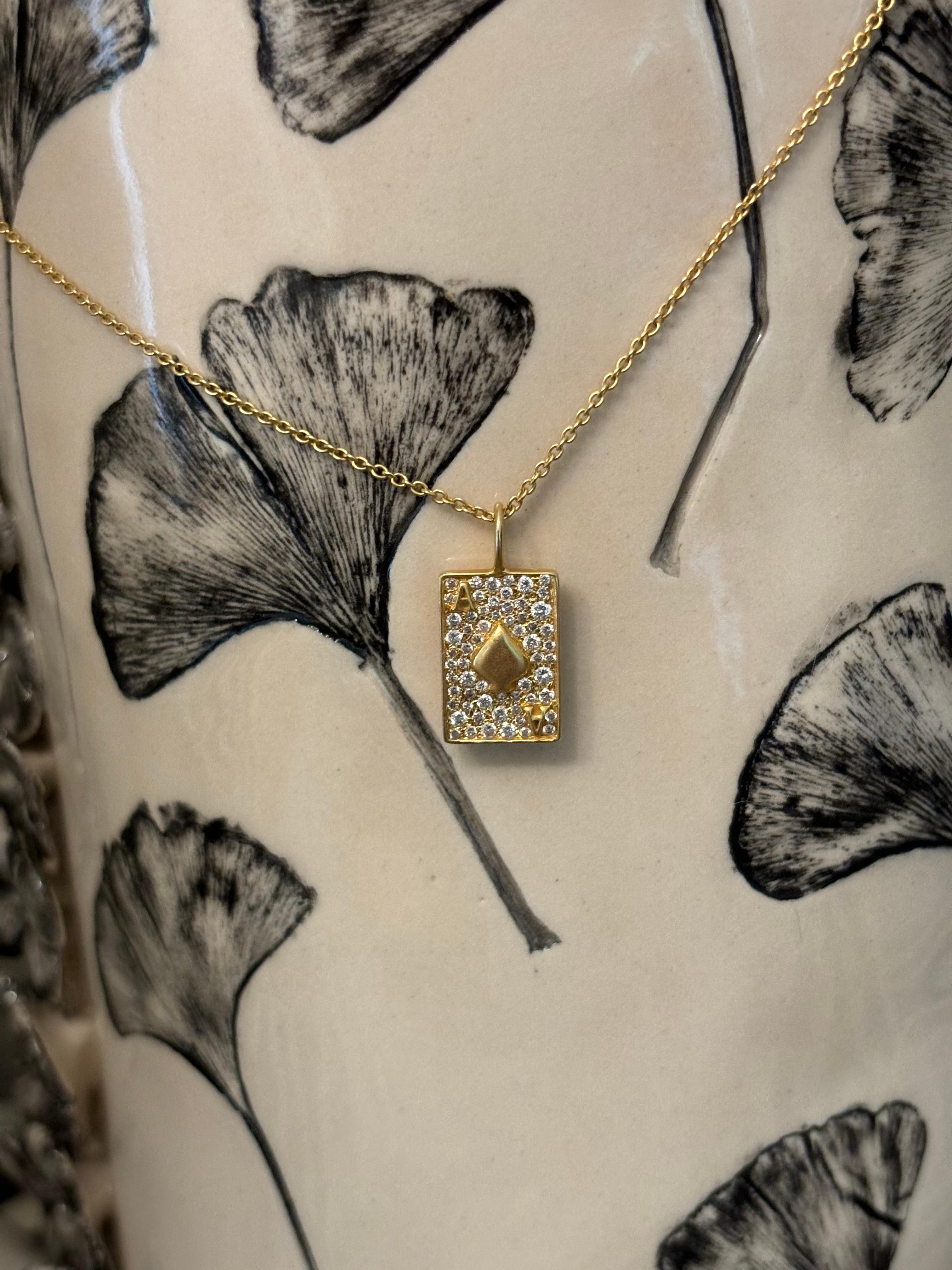 Women's or Men's .48cts Diamonds and 18kt Gold Ace of Spades Necklace by Lauren Harper For Sale
